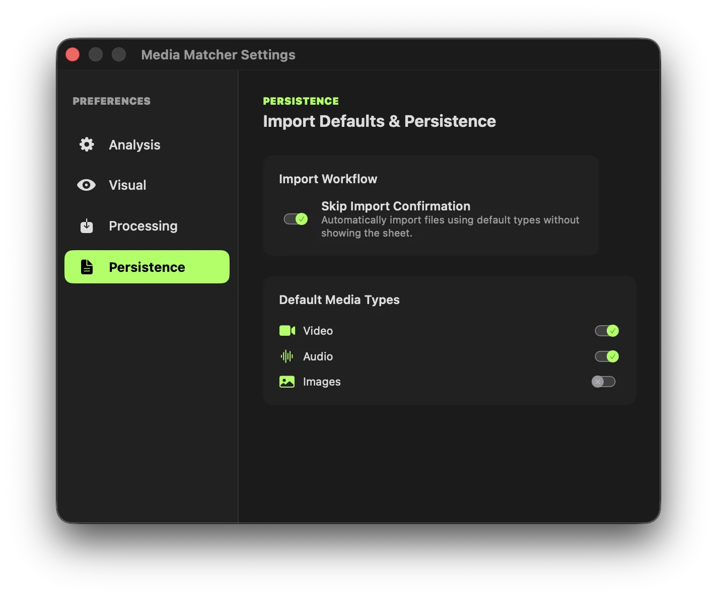 Media Ingest Settings