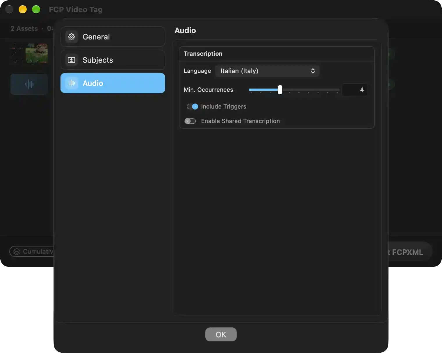 Configures the speech-to-text pipeline that converts spoken audio into keywords 