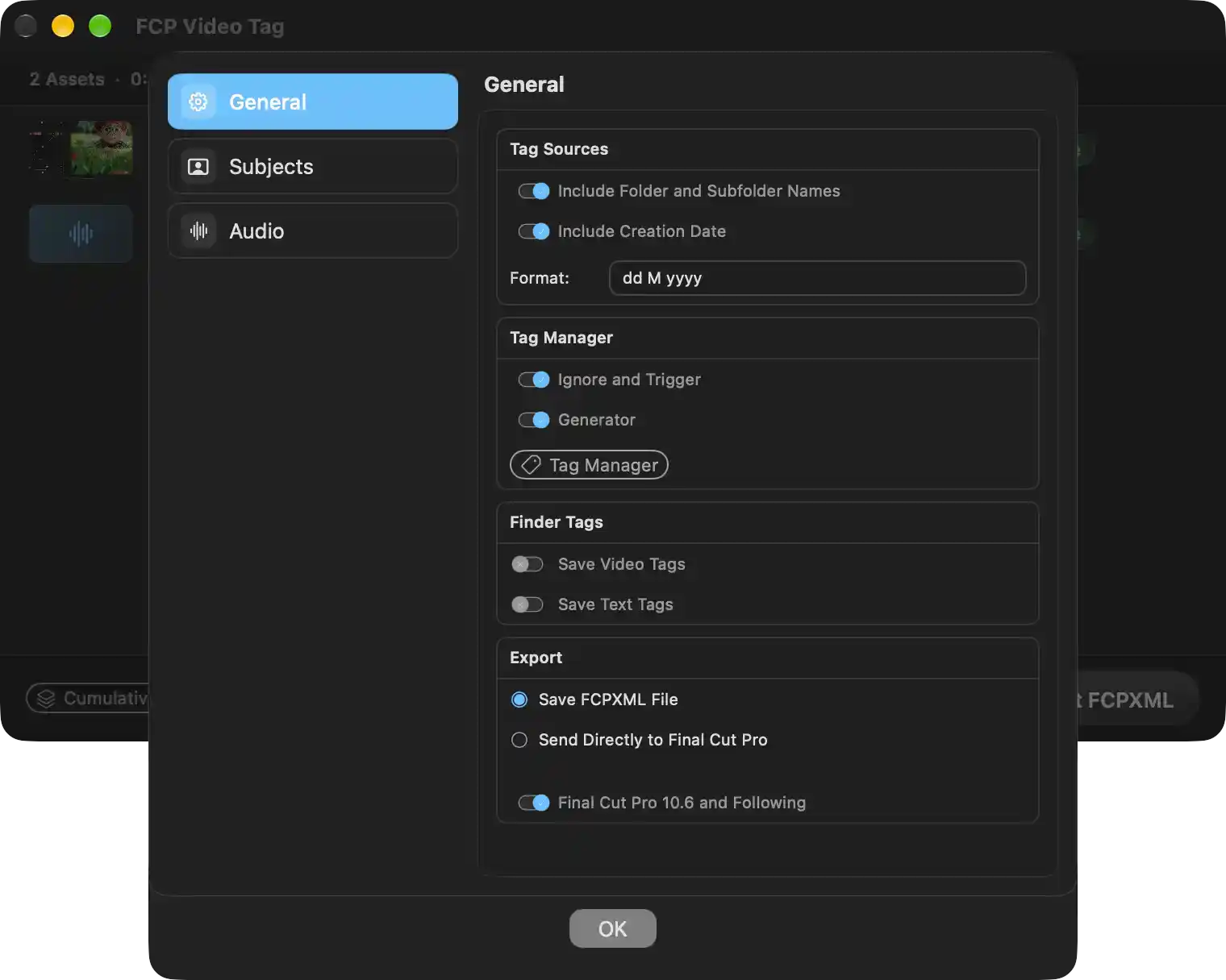 Controls how media analysis produces keywords and how those keywords reach Final