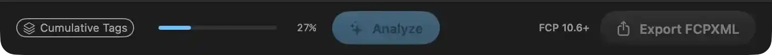 Main Window Action Bar — Batch Analysis, Cumulative Tags and Export