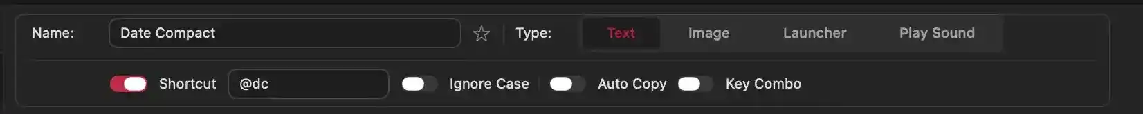 Snippet Identity, Type, and Trigger Configuration