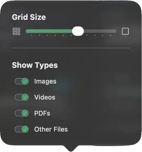 Controls the visual density of the media library grid and which media categories