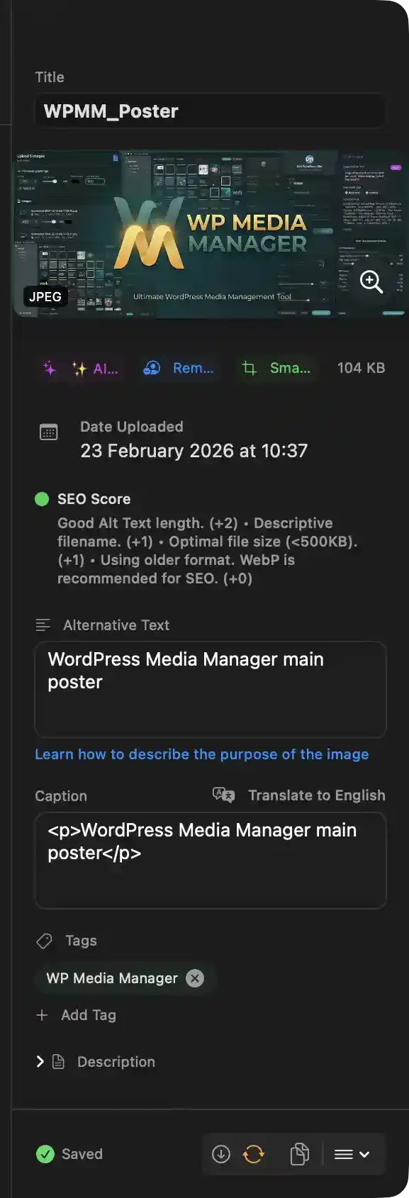 Single-Item Media Detail Inspector